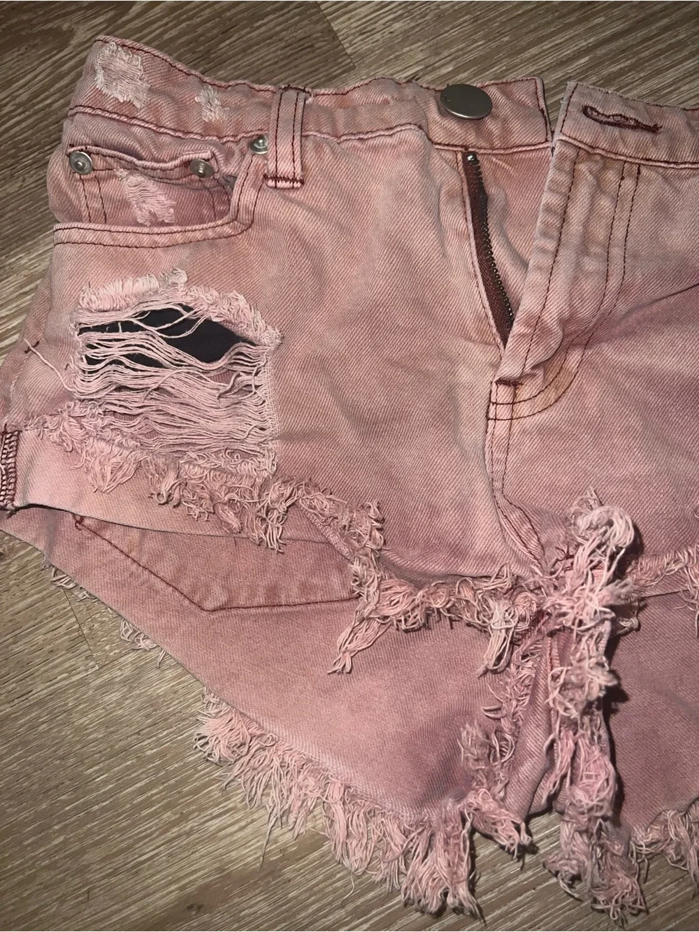 Pink Distressed Women's Denim Shorts